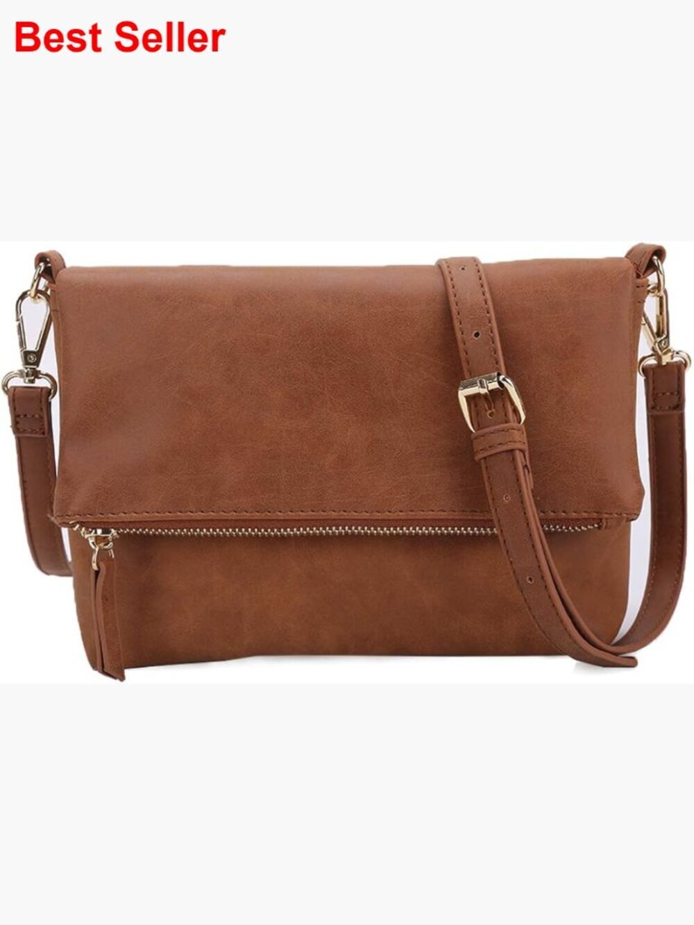 Quilted Crossbody Bag with Adjustable Strap - Faux Leather Vegan Purse